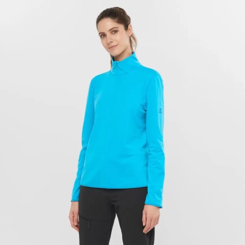 Turquoise Salomon Essential Lightwarm Half Zip Women's Jackets | IE QH2496